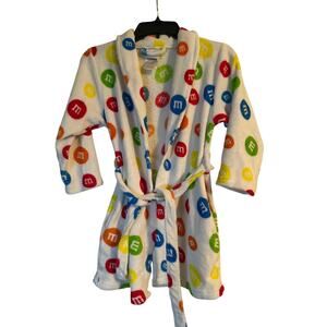 GUC M&Ms Kid's Fuzzy Robe Colorful Candies Wrap Around Belt Size 5-5/6